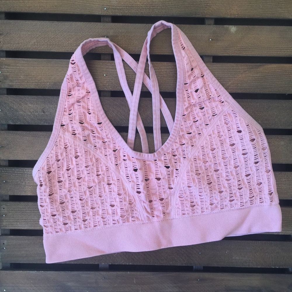 Cross Cross Straps Mauve Pink Sports Bra